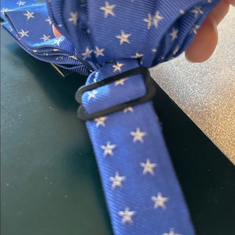 Lauren Ralph Lauren Blue Silk Bow Tie with Silver Stars